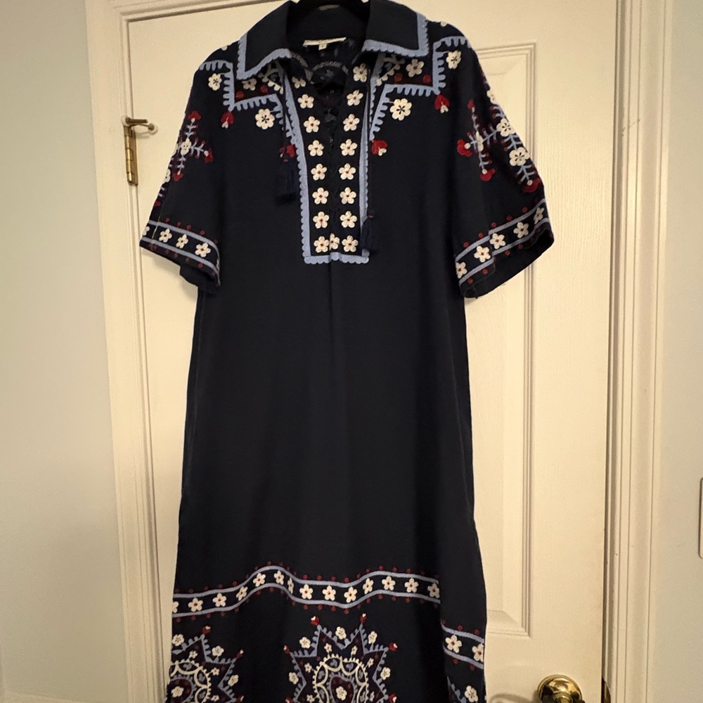 Sea New York Navy Blue midi/maxi with Red and White Floral applique